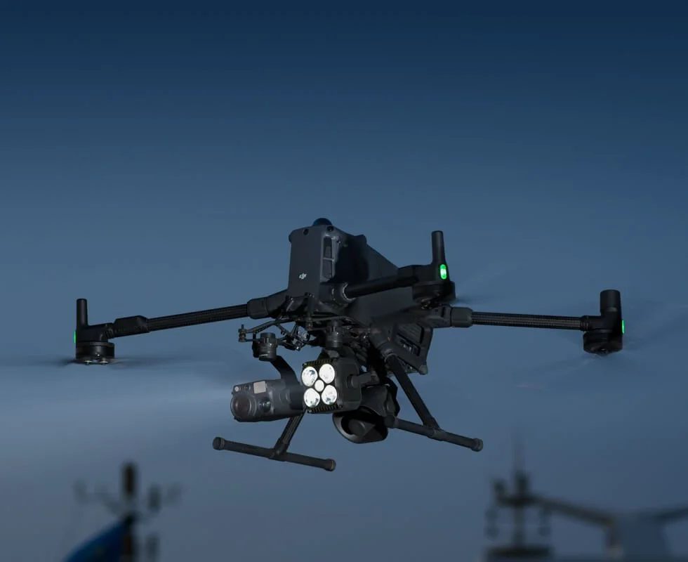 DJI Matrice 400 in flight at dusk